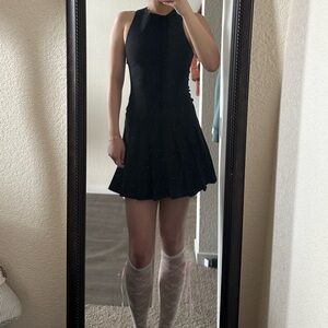 Motel open back black mini kilt dress